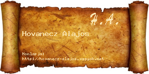 Hovanecz Alajos névjegykártya
